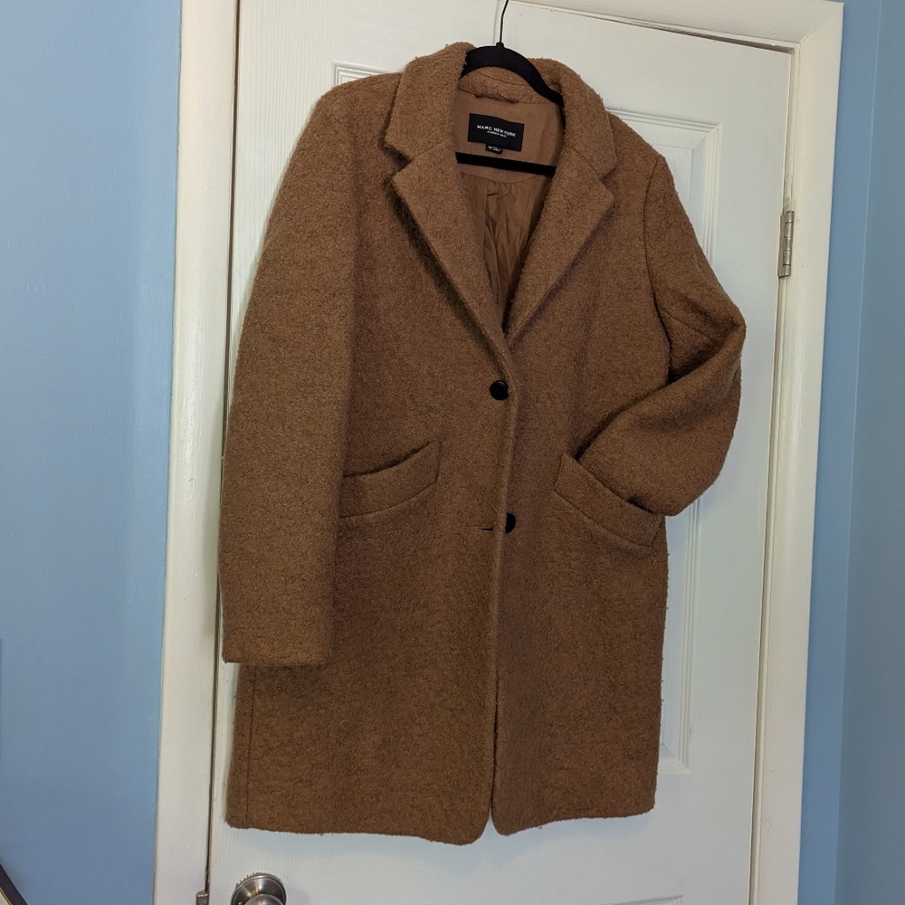 Marc New York Paige Pressed Boucle Camel Wool Coat